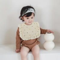 Bib De Bebé De Algodón 100% Con Encaje Retro Y Volante 4 Capas Impermeable Para Niños Y Niñas Estilo Vintage Con Patrón Floral - details 5