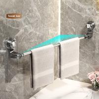 Barra de toalla retráctil con ventosa, soporte para toallas de baño montado en la pared sin perforación, drenaje giratorio, barra de toallero individual para ducha - details 2
