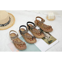 Sandalias planas étnicas de gran tamaño para mujer estilo diamantes de imitación de verano - details 14