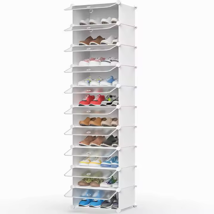 Zapatero de 10 Niveles para Entrada y Recibidor - Capacidad para 20 Pares de Zapatos - Estrecho para Entradas, Dormitorios y Pasillos - Negro - 1