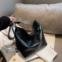 Bolso de hombro Vintage para mujer, bandolera de cuero PU de Color sólido, sencillo, con correa ancha, para ir de compras - details 11