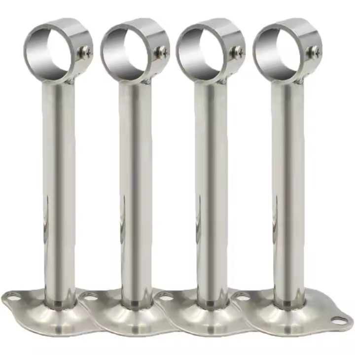 Soporte para Cortinas, 4 Piezas Soporte de Barra Colgante de Armario Acero Inoxidable Soporte del Montaje del Techo Extremo de Ducha Soporte para Barra de Brida sin Tornillos - 1