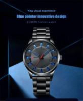 Reloj de Cuarzo CURREN 8406 Diseño Sencillo de Acero Inoxidable Negro Automático Correa de Cuero - details 1