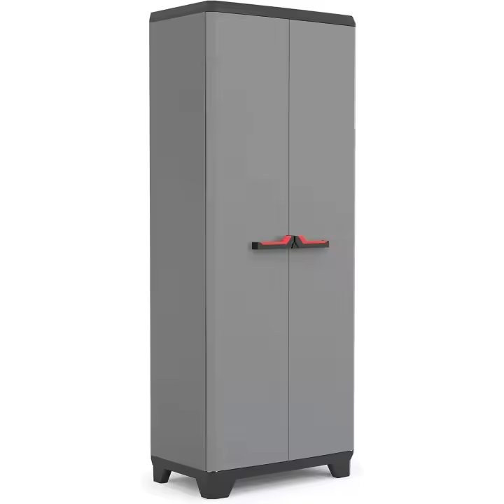 Estilo Alto | Amario Alto de almacenaje | resina | 2 Puertas y 3 baldas Regulables en Altura | Color Gris/Negro | 173 x 68 x 39 cm - 1