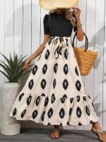 "2025 Vestido Mujer Elegante Estampado Geométrico Moderno Mangas Globos + Volantes Cuello Redondo Tendencias Verano España " - details 5