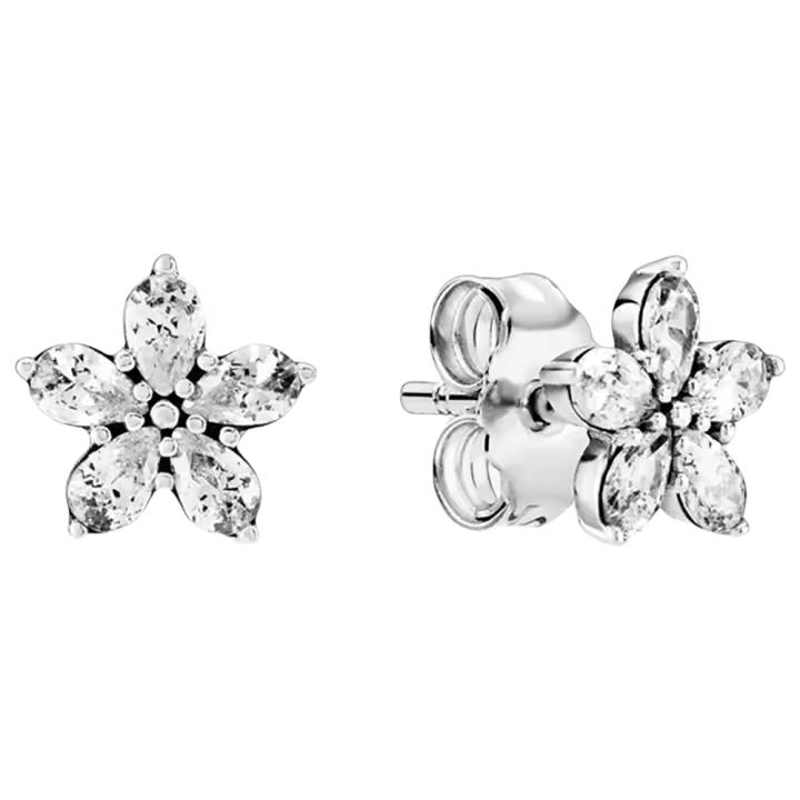 Pendientes de plata de ley con forma de copo de nieve brillante299239C01, incluye Ca original - 1