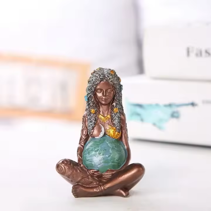 Estatua de Tierra Madre de Resina Figura de Diosa del Arte Regalo de Escritorio Distintivo - 1