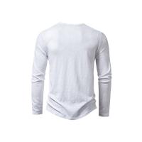Camisa De Algodón Para Hombre Con Botones Cuello Henley Manga Larga Casual Color Sólido Moda Camisetas Transpirable Ligera Y De Wicking De Humedad - details 3