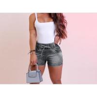 Shorts vaqueros elásticos de cintura alta con cordón para mujer Ence, ajustados a las caderas, verano 2025 - details 3