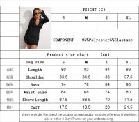 Vestido de mujer de cuello V vestido de manga larga y corta - details 0