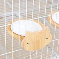 Cuenco de alimentación para mascotas colgante con Base de madera, diseño de suspensión, jaula fija para gatos, comederos de alimentos con forma de gato/oso, fácil limpieza - details 13