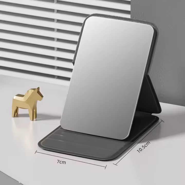 Mini espejo portátil de mano para maquillaje, espejo plegable ajustable para uso en dormitorio, mesa y oficina - 1
