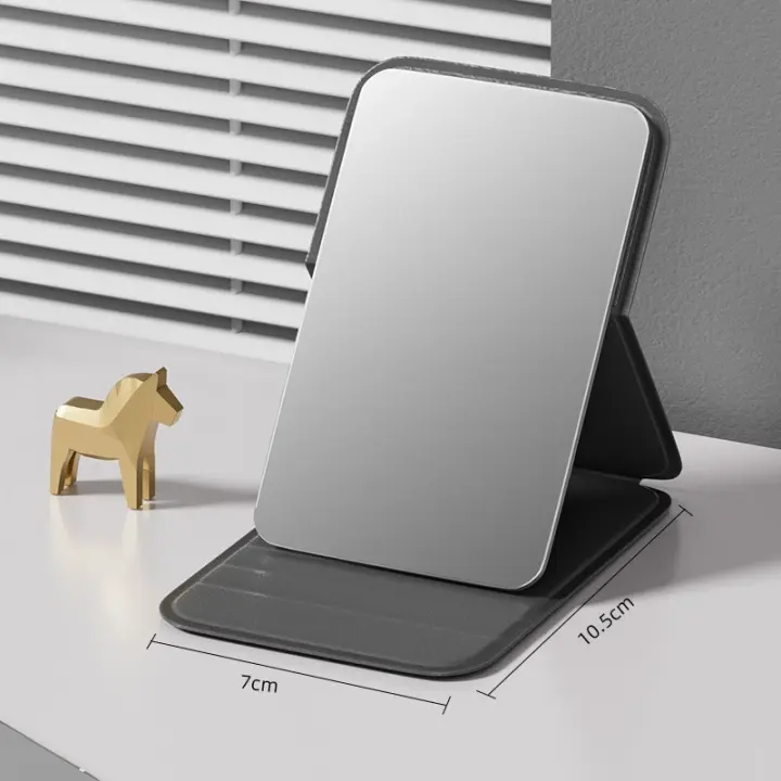 Mini espejo portátil de mano para maquillaje, espejo plegable ajustable para uso en dormitorio, mesa y oficina - 1