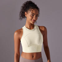 Tops para mujer, Top moldeador de punto de Color sólido, ropa de Yoga recortada en la espalda, deportes, correr, camiseta sin mangas - details 34