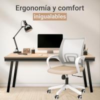 Silla Escritorio Ergonómica - Silla Oficina con Apoyo Lumbar, Estructura de Plastico, Malla Transpirable, Ruedas Giratorias 360 °   Soporta hasta 120kg - details 5