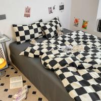 Juego de funda nórdica a cuadros en blanco y negro, juego de cama completo con rejilla geométrica - details 5