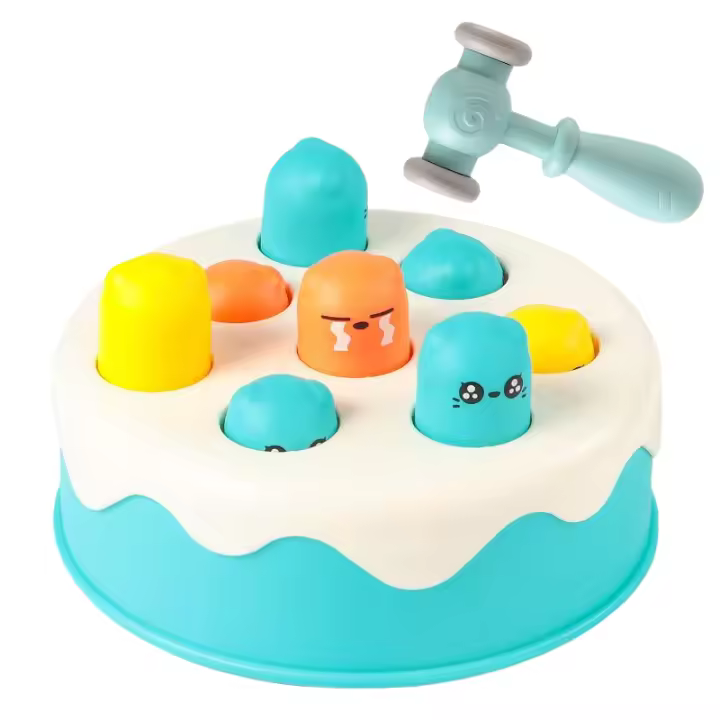 PORCHEDDU Juguetes de percusión Pastel para niños de 1 A 3 años, cognitive Desarrollo, incluye Martillos de Colores aleatorios, Puzzle de Desarrollo Infantil Gopher - 1