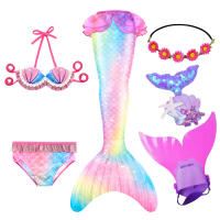 Traje de baño de cola de sirena con monoaleta para niña, vestido de princesa, Bikini, traje de baño para nadar - details 23