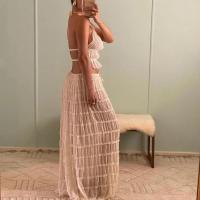 Conjunto de Top corto plisado y falda larga para mujer, traje de 2 piezas con cuello Halter sin mangas y Espalda descubierta - details 16