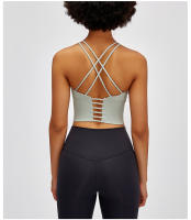 SHINBENE Sexy Strappy Wireless Sports Bra Crop Tops Women Padded Push Up Longline Gym Yoga Bras Cotton Feel Workout Brassiere - details 21