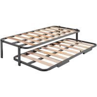 Cama Nido con 2 somieres Estructura Reforzada Doble Barra Superior + Patas, Acero, 90x190 cm - details 0