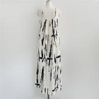 BGTEEVER-Vestido largo recto sin mangas para mujer, prenda holgada con cuello en V, estampado, tirantes finos, elegante, primavera y verano - details 13