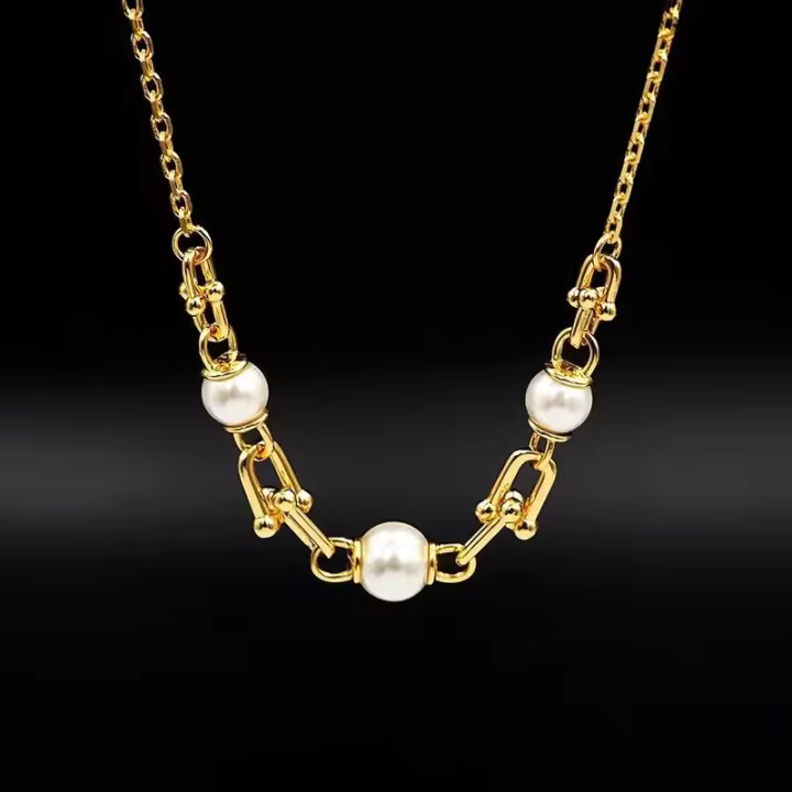 ΤΙΦΑΝΗ ™ HardWear Link en oro amarillo de 18 quilates/oro blanco con collar con colgante de perlas de agua dulce - 1