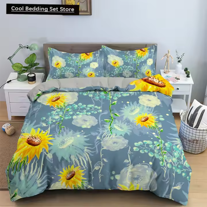 Juego de Ropa de Cama Floral de Acuarela Cubierta de Duvet de Rey y Reina - 1