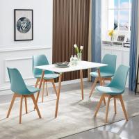 4 Sillas Comedor Sillas de Cocina Nórdico con Asiento Tapizado y Las piernas de Madera de Haya Maciza - Azul Mentol - details 3