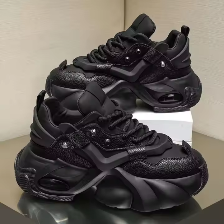 Novedad de verano transpirable, suela gruesa, blanca alta para hombre, zapatos de tabla informales modernos y versátiles - 1