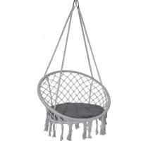 Silla Colgante Exterior con Flecos, Hamaca con Conjines y Kit de Suspensión, Ø80cm Silla Columpio para Interior y Exterior, Beiges - details 7