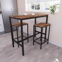 Juego de Mesa de Bar de 2 plazas, Mesa de Desayuno con 2 taburetes de Bar, Marco de Acero Industrial (Gris) - details 7