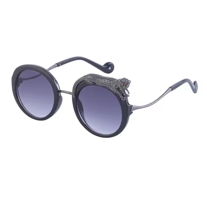 Gafas de sol Steampunk Leopard para mujer y gafas de sol con montura redonda con personalidad, gafas para mujer - 1