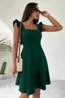 Vestido corto con cuello cuadrado y tirantes para mujer, traje de verano, Color liso, espalda descubierta - details 18