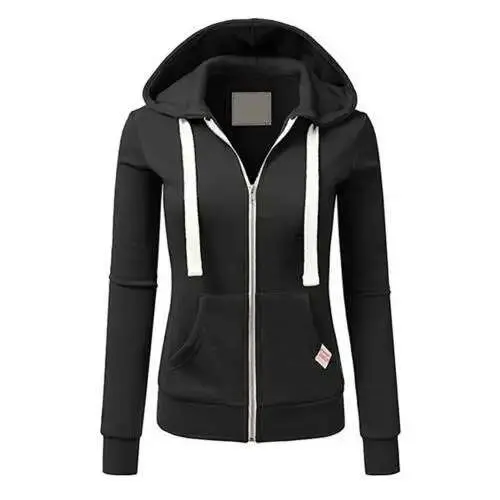 Sudadera con Capucha para Mujer Ouwu Abrigo de Invierno Largo Manga Moda de Abrigo con Cremallera y Bolsillos - 1