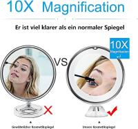 Espejo de maquillaje con aumento 10X, espejo de tocador, espejo de maquillaje con luces LED, con soporte de succión de bloqueo de ventosa fuerte - details 0