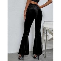 Pantalones elegantes de cintura alta para mujer, acampanados, color negro, cómodos, para otoño e invierno - details 4
