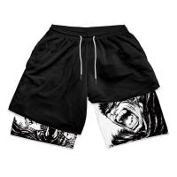 Pantalones Cortos de Compresión Y2K con Estampado de Calavera Ropa de Gimnasio 2-en-1 para Hombres - details 6