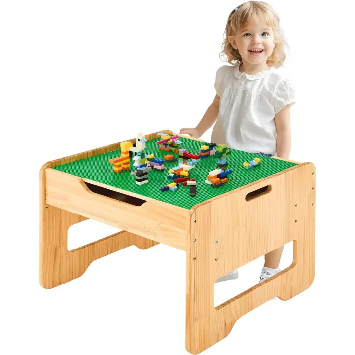 Montessori de Altura Ajustable para Edades 1-3, de Madera Maciza para Niños Pequeños, para Leer/Comer/Jugar - Natural - 1