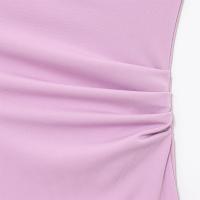 PB & ZA 2025 vestido midi asimétrico sin mangas con temperamento novedad de verano vestido largo de color sólido para mujer - details 10