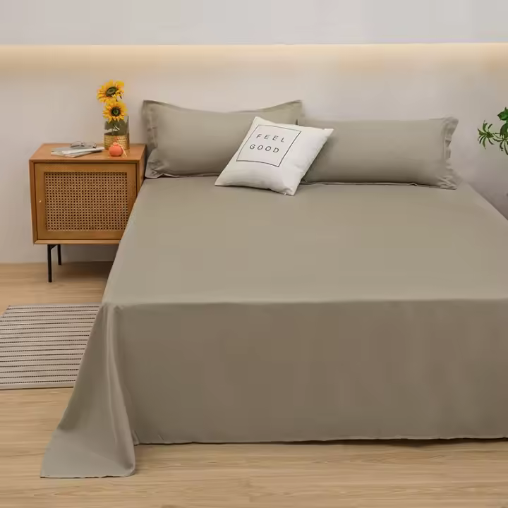 Sábana de Algodón Aloe Puro de Color Sencillo Pieza Única para Cama Doble y Sencilla - 1