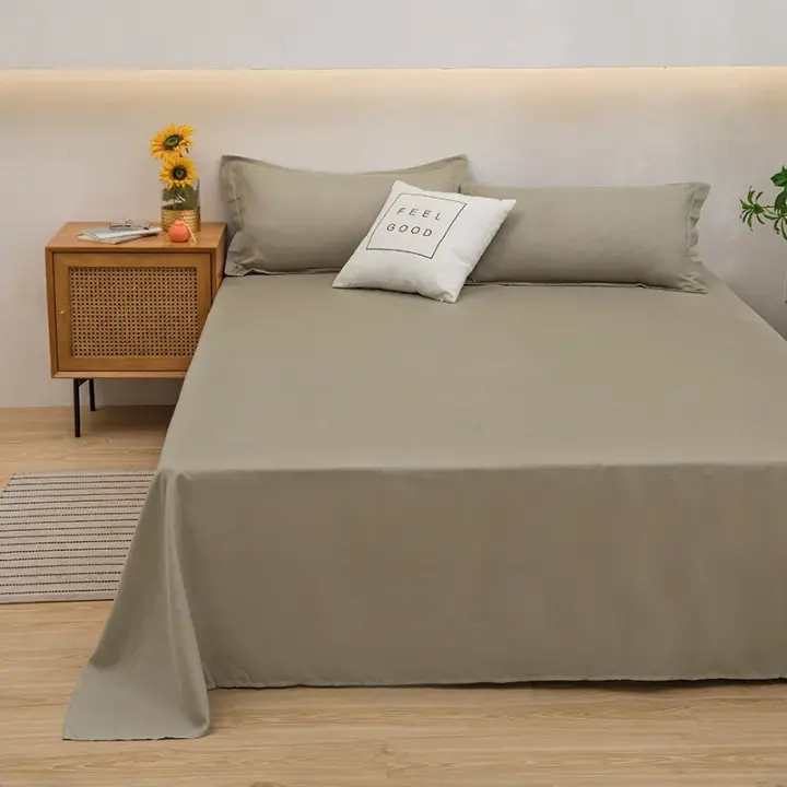 Sábana de Algodón Aloe Puro de Color Sencillo Pieza Única para Cama Doble y Sencilla - 1