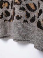 TRAFZA-para Mujer, Jersey elegante con estampado de leopardo y Jacquard, jersey de manga larga con cuello redondo, Top tejido - details 9