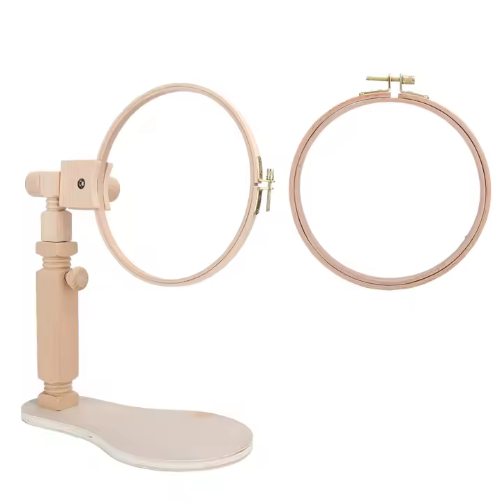Soporte de aro de madera para manualidades, conjunto de punto de cruz, marco de anillo, herramientas de costura ajustables - 1