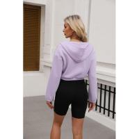 Sudadera con capucha y cremallera para mujer, estilo holgado, corto y plano, a la moda - details 24