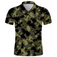 Polo con estampado de camuflaje para hombre, ropa de calle con botones, top informal con solapa, novedad de verano - details 5