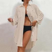 Camisa, bañador de mujer moderno, top con camisa y botones. - details 4