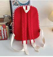 Mochila retro de gran capacidad, roja y blanca a cuadros, estilo universitario KT, mochila escolar japonesa, bonita mochila para chica. - details 7