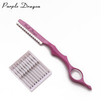 Navaja de Afeitar Profesional para Barbero Dragon Rojo Herramientas de Salón para Adelgazar Cabello con 10 Cuchillas Afiladas Z6100 - details 3