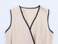 🧡 🧡 🧡 Vestido midi de lino mezclado plisado de manga corta con cuello en V - details 3